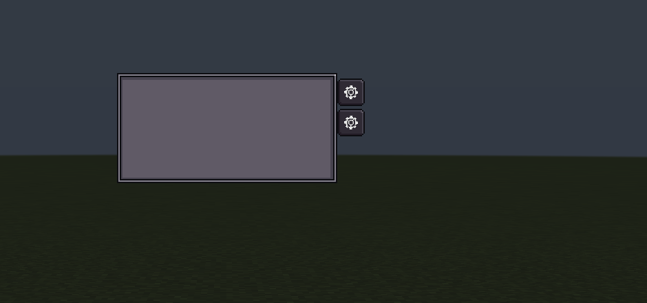 A machine UI with two small auto IO tab handles stacked on its left edge