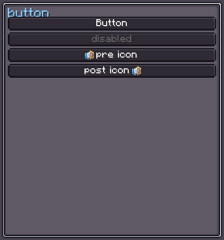 Button examples with disabled and icon variants
