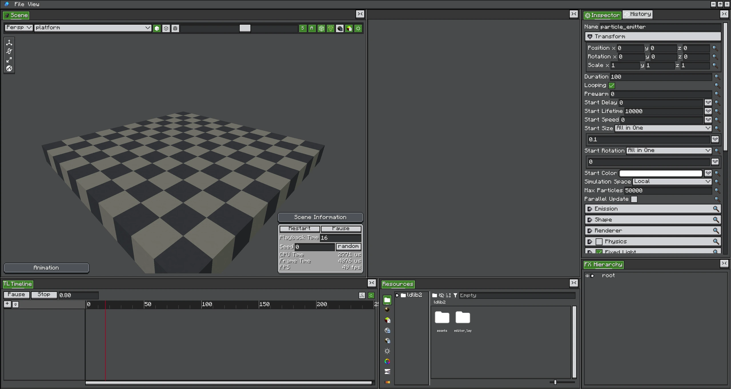 GPU-instanced particles previewed in the maximized editor
