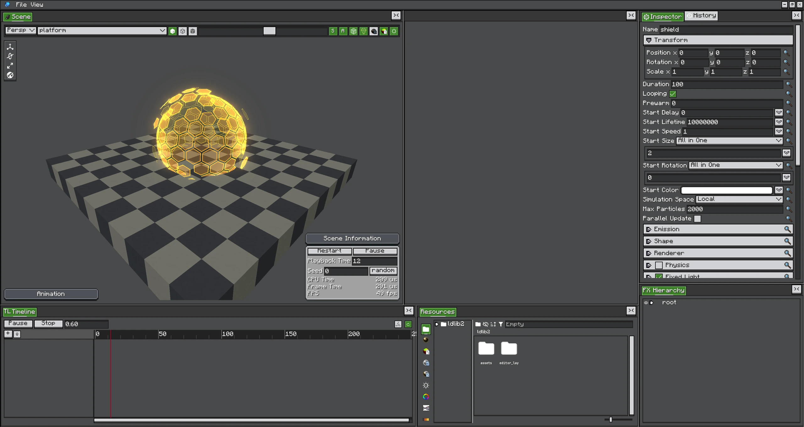 The shield project combining color, size, and shader-driven motion