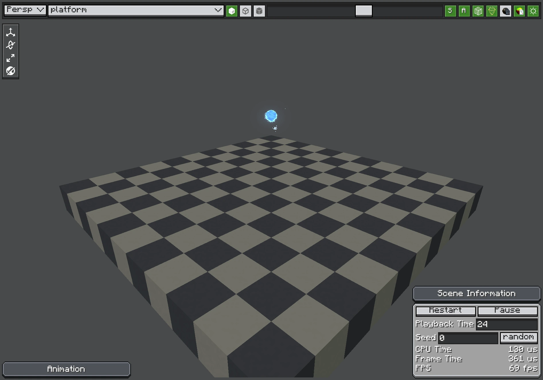 A water emitter previewed in the Photon Scene