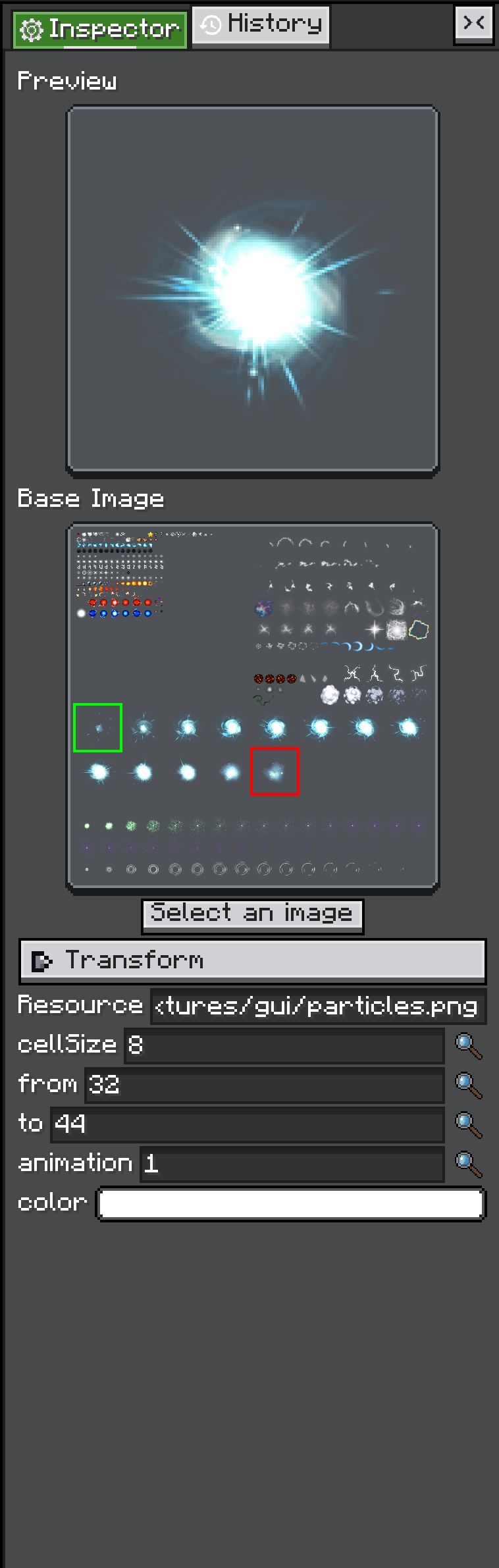 Inspector editing an AnimationTexture