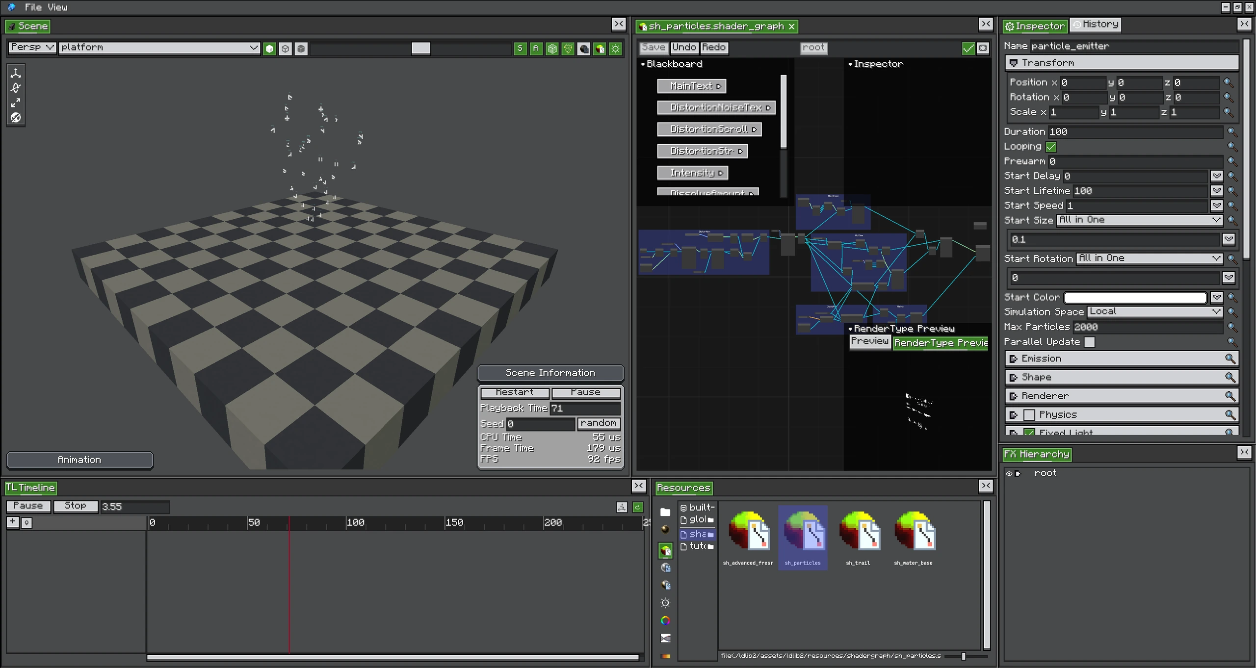 Shader and graph resources loaded in the real Photon editor
