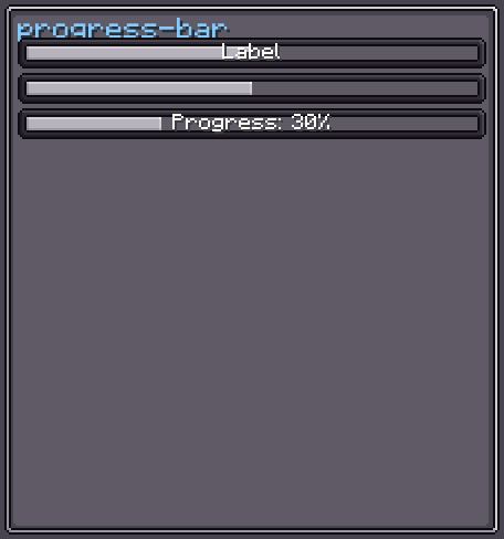 ProgressBar examples with labels and different fill values