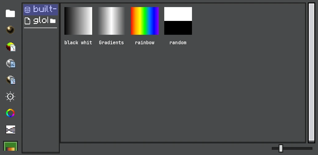 Gradient resources in the Photon resource browser