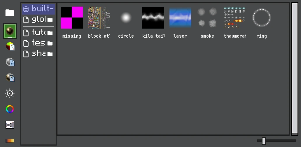 Photon resource browser showing project and built-in materials