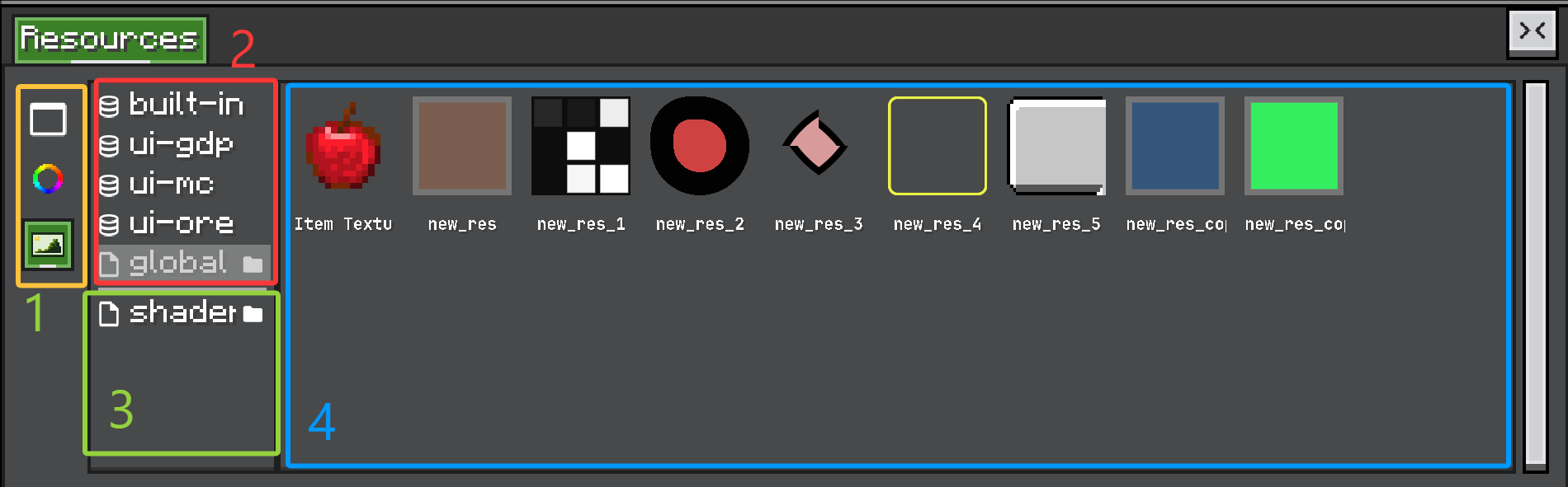 Resource panel composition