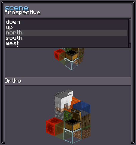 Scene component rendering perspective and orthographic world previews